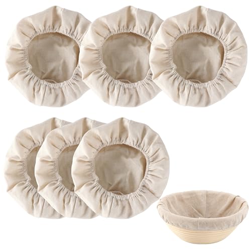 KONGDY 6 Pieces 10 Inch Round Banneton Bread Proofing Basket Cloth Liner - style: Round
