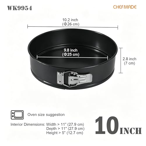 CHEFMADE Springform Pan, 10 Inch Round Cake Pan with Removable Bottom，Chiffon Bakeware for Oven and Instant Pot (Black) - size: 10 Inch