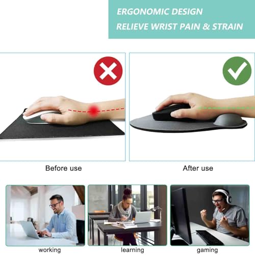 Mouse Pad with Wrist Support, Ergonomic Mouse Pad with Memory Foam Wrist Rest Cushion, Non-Slip Rubber Base Gaming Mice Pad for Home Office Computer Laptop, Light Grey - color: Light Grey