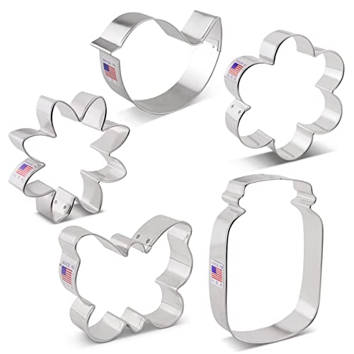 Ann Clark Mother's Day Flower Garden Cookie Cutter Set of 5, Made in USA