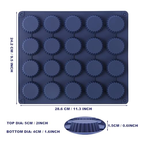 Peanut Butter Cup Molds, King-Size Chocolate Molds, Silicone Mold for Keto Fat Bomb, Jelly, Ice and Cordial, 2 PCS (Blue, King-Size) - size: King-Size