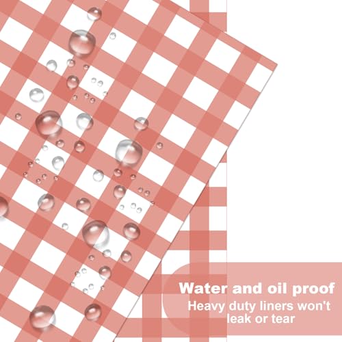 Honeydak 200pcs Checkered Wax Paper Sheets 7 x 7 Inch Red Parchment Paper - color: Red, style: Classic
