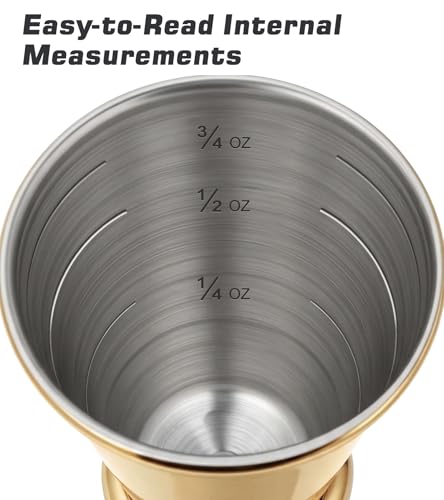 Stainless Steel Cocktail Jiggers – Japanese Style Double Measuring Cups for Bartending (1oz/2oz) - color: Gold, size: 1 Pack-A