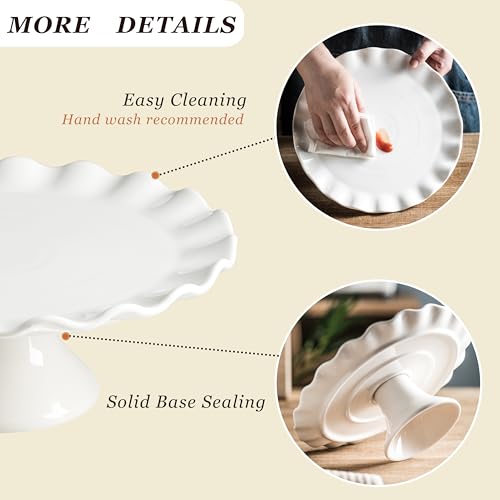 White Cake Stand for 8 Inch Cake, 10 Inch Cake Stands for Tea Party - color: White
