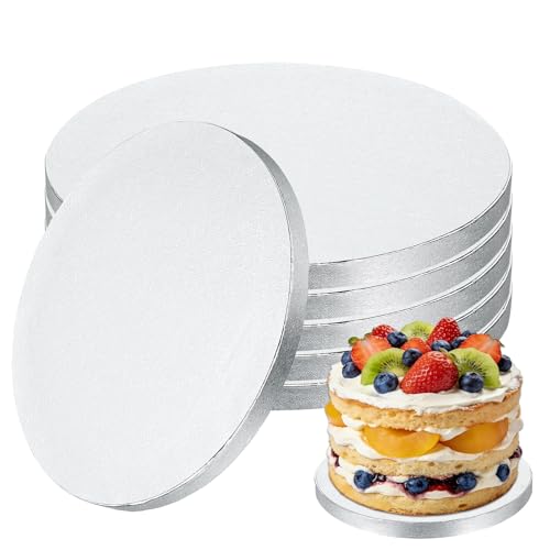 uxcell 6Pcs Cake Boards 8" Round Cake Drums Oil-Proof, Silver Tone - color: Silver Tone, size: 8 Inch