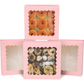 qiqee Auto-pop up Pink Pie Boxes with Window 10x10x2.5 inch 30Packs Cookie Donut Bakery Box - color: Pink, size: 10"x10"x2.5"/30 Pcs