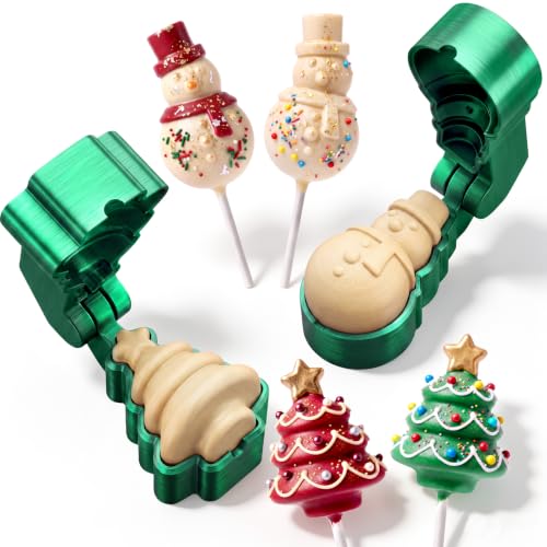 2 Pack Christmas Cake Pop Molds, Christmas Tree, Snowman 3D - color: Christmas Tree,Snowman, size: Large