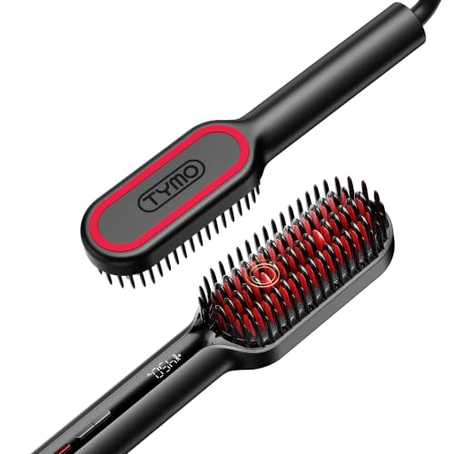 TYMO Hair Straightener Brush - Ionic Mini Straightening Brush for Women - color: Black, size: 2.0 Inch