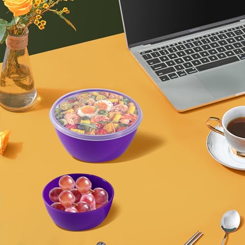 4-Piece Classic Plastic Prep Bowls with Lids, 8/16/24/32oz - color: Purple