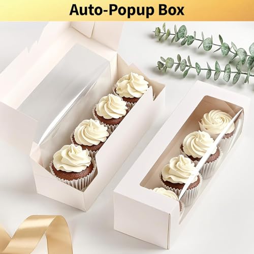 Ocmoiy Roll Cake Boxes with Window, 12x4x3.5 Inches, 24 Pack