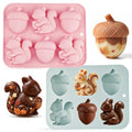 2PCS Thanksgiving Silicone Molds, 6-Cavity Acorn Squirrel Fall Molds - color: Small - Squirrel Turkey