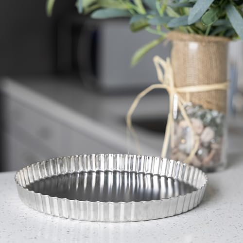 Fox Run Stainless Steel Tart & Quiche Baking Pan, 9.5" Fluted Edge Tart Pan - size: 9.5"