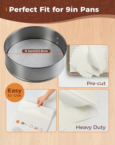 120Pcs 9 Inches Round Parchment Paper for Baking, Unbleached & Pre-cut - color: Food Grade White, size: 9" -120 Pcs
