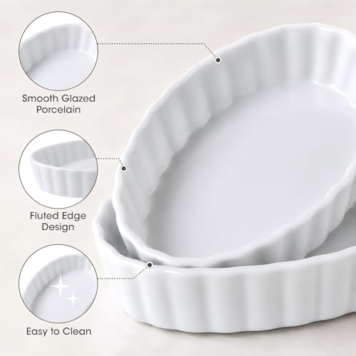 Creme Brulee Ramekins, 4 Pack Porcelain Mini Baking Dishes, 5.2 Inch