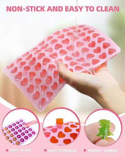 Silicone Gummy Molds Set of 5, Non-stick, with 2 Droppers 1 Clean Brush - size: Mixed Molds 5 Pcs