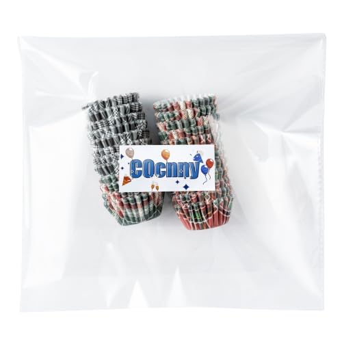 COcnny 600pcs Christmas Buffalo Plaid Mini Cupcake Liner, Small Muffin Wrap - style: Mini Christmas Plaid