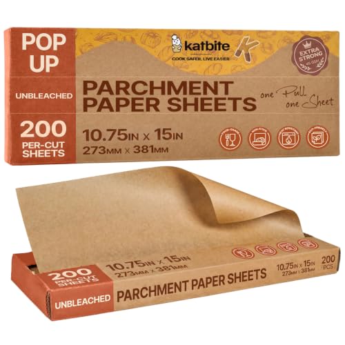 Katbite Pop-Up Parchment Paper Sheets, 10 x 15 Inch, 200 Count - size: 10x15 inch