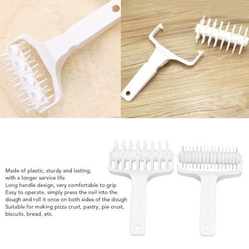 2 Pcs Pizza Dough Roller Docker with Long Handle