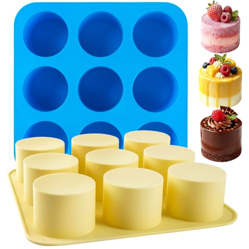 Sidosir 2Pcs Tall Cylinder Silicone Molds for Baking, 9-Cavity Non-Stick Silicone Baking Molds for Small Mousse Cake - size: Tall Cylinder Silicone Mold