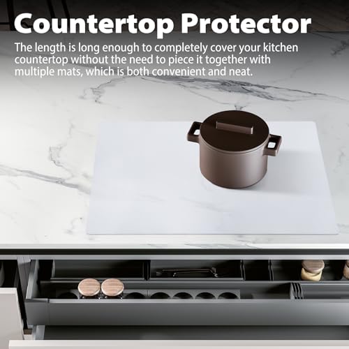 Thick Silicone Counter Mat Large 23.4x15.6" for Kitchen Countertop Crafts - color: White Translucent