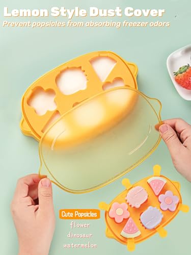 Lemon Popsicle Molds for Kids & Toddlers – Fun Mini Silicone Ice Pop Maker, Food Grade & Family Safe, Fruit Ice Cream Mold Set (Yellow-lemon(6 pieces)) - color: Yellow-lemon(6 pieces)