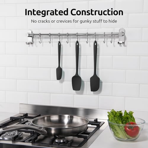 U-Taste Silicone Spatula Set, 600ºF High Heat Resistant, 3-Pcs, Black - color: Black