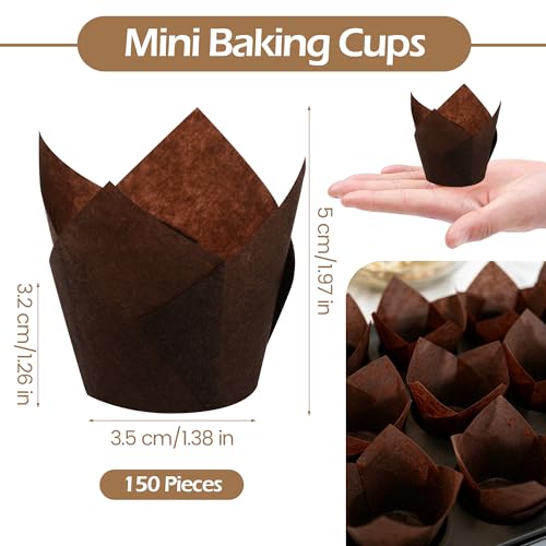 Ruisita 150 Pcs Mini Cupcake Liners Muffin Liners Baking Cups - color: Brown