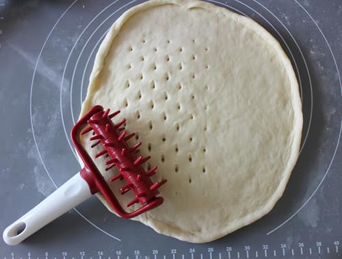 Pizza Dough Docker Docker Dough Bubble killer Time-Saver Pizza Dough Roller Docker Dough Blistering Killer Pizza Docker Roller for Home Kitchen Pizza Making Accessories Pizza Docking Tool - color: Red