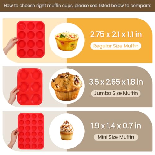 12 Cups Silicone Muffin Pans for Baking Cupcake Pan Nonstick Silicone Molds - size: 12-Cup Regular