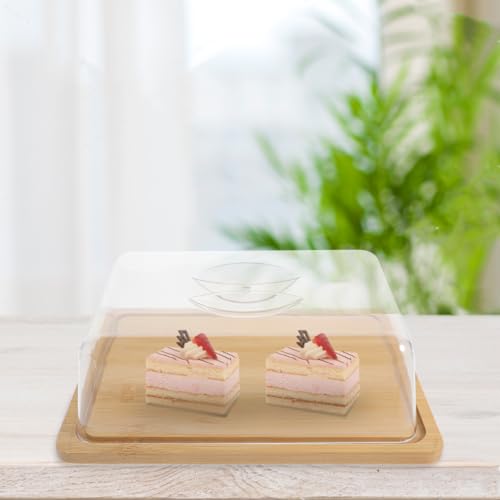 Acrylic Cake Stand with Dome Clear Cake Plate with Lid Rectangular Tray for Cakes Cupcakes Muffins Parties Restaurants 9.44 X 7.28 X 2.95 in
