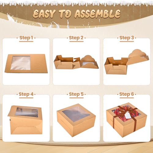 32Pcs 10 Inch Cake Boxes with Cake Boards (16Boxes & 16Boards) Brown - color: Brown