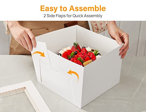 Kootek 15 Pack Cake Boxes 10 inch, 10x10x8 Tall Cake Box with Clear Window - size: 10x10x8 in