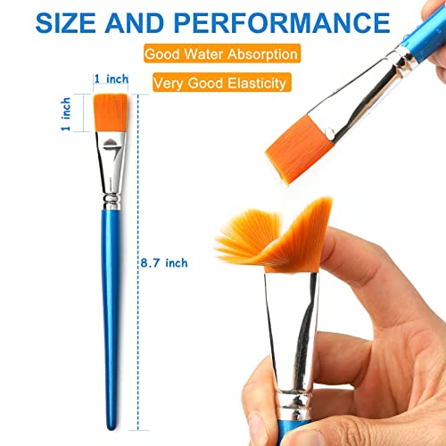 GACDR 1 Inch Flat Paint Brushes, 12 Bulk Acrylic Brushes for Watercolor - size: 1 inch 12 pieces