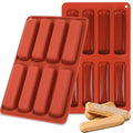 Webake Silicone Cream Canoe Pan, 2-Pack Finger-Shaped Eclair Mold for Baking, Filled Snack Cakes, Chocolate, Soap and Resin - style: Ladyfingers