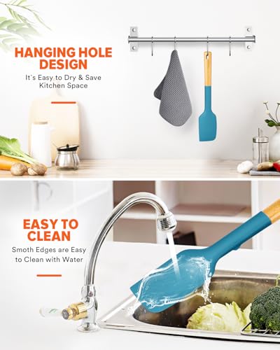 Badiano Silicone Heavy-Duty Spatula, Rubber Scraper for Nonstick Cookware - color: TURQ