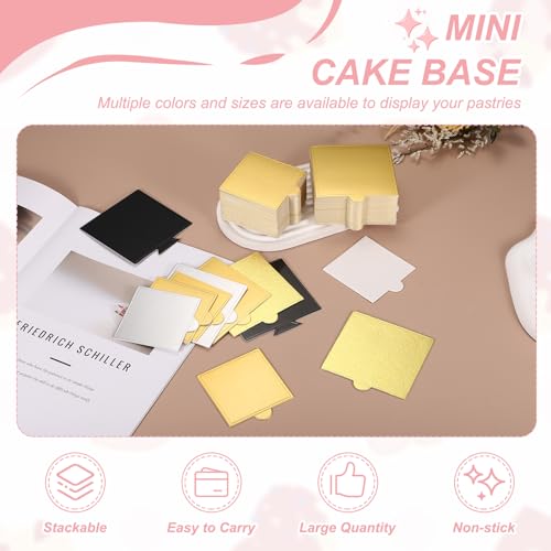 uxcell 150 Pcs Mini Cake Board 3.5 Inch Mousse Base Square White - color: White, size: 3.5 Inch