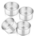 P&P CHEF 4 Inch Cake Pan, Stainless Steel Round Cake Pans, Silver & 4 Pcs - color: Silver, size: 4 Inch
