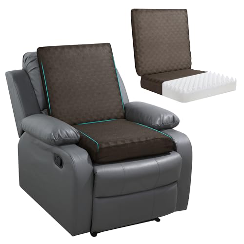 BALAPET Recliner Cushions for Long Sitting, Egg Crate Foam Recliner Cushion for Elderly Reduces Muscle Fatigue and Provides Air Flow, Extra Large Non-Slip Seat Cushion with Back Support(20*20*4in) - color: Coffee, size: 20×20×4in