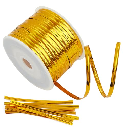 Gold Metallic Twist Ties 100 Yards – Heavy Duty Metal Twist Ties Roll for Bread Bags, Coffee Bags, Treat Bags, Garden Plants, Gift Wrapping, Crafts, Baking, and Cable Organization - color: gold