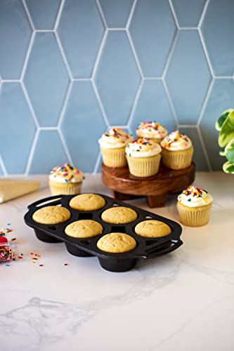 Lodge Pre-Seasoned Cast Iron Muffin Pan Set, Six-Well, 2 Pack