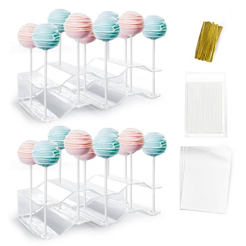 NWK 2 Pieces Cake Pop Stands Set with Sticks Kit (Clear) - color: Clear (with 50pcs sticks)