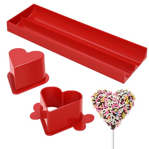 Heart Cake Pop Mold Set with 9in Tray and Sticks- Red - color: Red（Heart）
