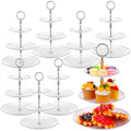 Teenyyou 8 Pack 3 Tier Plastic Cupcake Stand Bulk, Silver White, Round - color: Silver White, style: Round