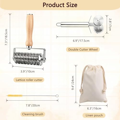 Stainless Steel Pastry Lattice Roller Cutter Pastry Cutter Double Wheel Kit