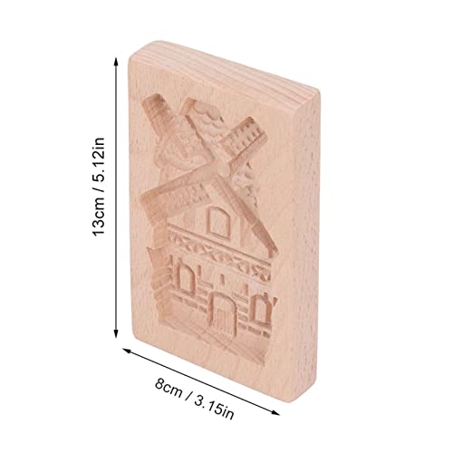 JTLB Beechwood Wooden Cookie Mould, Reusable Washable Biscuit Press Stamp, Perfect for Kitchen Baking Needs (Windmill) - color: Windmill