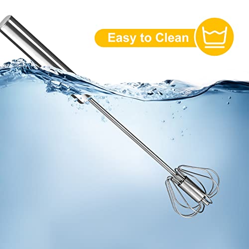 Egg Beater, Hand Easy Whisk Stainless Steel Hand Push Egg Beater Manual Mixer Blender for Home Kitchen Tool Whisking, Beating & Stirring (12 Inch) - size: 304-12 inch