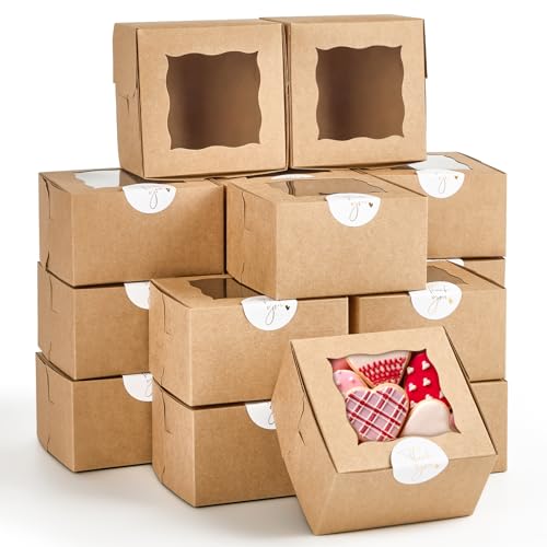 ZORRITA Small Cookie Boxes with Window, 4x4x2.5 Inch, 24pcs