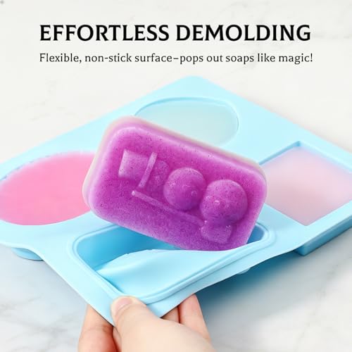 SJ 3D Silicone Craft Mold Set, 2-Pack 4-Cavity Soap & Craft Molds - color: Purple+Blue / 3D Flower Pattern