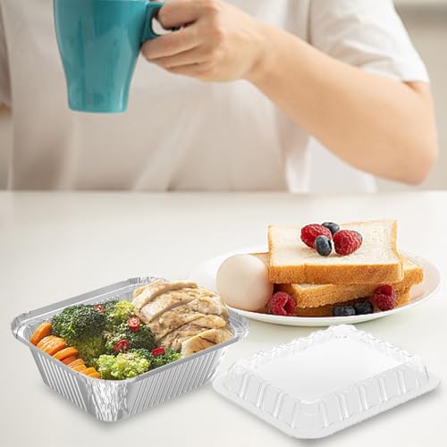 iHomeSet 25 Pack 1 lb Aluminum Foil Pan 16 oz with Clear Plastic Lids - size: 1 lb (Pack of 25), style: Tin Pans with Plastic Lids