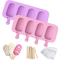 Ozera 2 Pack Popsicles Molds, Silicone Cake Pop Molds with Wooden Sticks - color: Purple and Pink